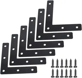 Nfzunw-11 Nfzunw 712288452678 20 Pcs Black Flat Corner Brace Brackets 80mmx80mm Metal Right Angle