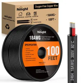 10084w Nilight 100ft 18awg Oxygen-free Copper Wire Red 18awg-100ft 2 Conductor