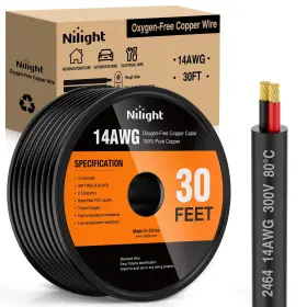 10088w Nilight 30ft 14awg Oxygen-free Copper Wire Red Black 14awg-30ft 2 Conductor