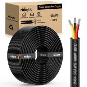 10320 Nilight 30ft 20 Gauge 3 Conductor Electrical Wire 20awg-30ft
