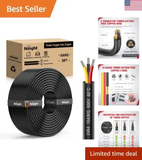 10322w Nilight 30ft 16awg 3 Conductor Electrical Wire Tinned 16awg-30ft