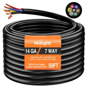 Nilight 51120tr 50 Feet 7 Way Trailer Extension Cable Rv Standard Cord 50ft