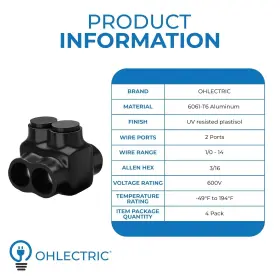 Ol-26027-4 Ohlectric Black Insulated Splice Connector With Pre-filled Oxide Inhibitor #2