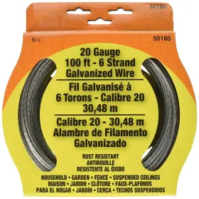 50180 Ook Hillman Utility Wire 20 Ga X 100 Ft L Steel Galvanized