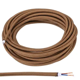 Pta231027tt000225eu Patikil Fabric Cloth Covered Round Wire 32.8ft 18awg 2 Core Vintage Brown