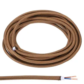 Pta231027tt000239eu Patikil Fabric Cloth Covered Round Wire 16.4ft 18awg 2 Core Vintage Brown