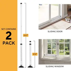 Pbhepj 949552662172 2 Pack Sliding Door Security Bar Window Adjustable And Wind #2