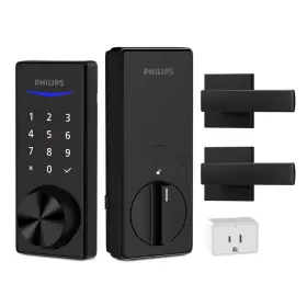 Philips 313099084050 Bluetooth Touchscreen Smart Deadbolt With Wi-fi Bridge And Square Zinc Lever Doo