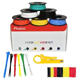 Plusivo 0721248989789 18 Awg Solid 6 Colors Each 16ft/5m Black Red Yellow Green Blue White