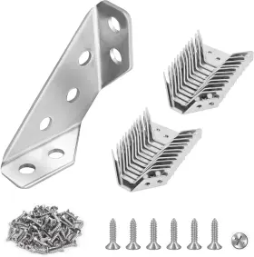 Pr-1e003-12 Plusroc 12-pack Universal Stainless Steel Furniture Corner Connectors Silver