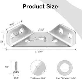 Pr-1e003-24 Plusroc 24-pack Universal Stainless Steel Furniture Corner Connectors Silver #2