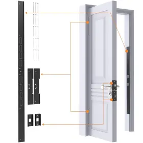 L24n117cm01 Porohom 5-piece Door Reinforcement Set For Jamb Frame And Hinges Lock Security Doo
