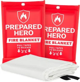Prepared Hero 214129834303 Emergency Fire Blanket 2 Pc Suppression 40 Inch X