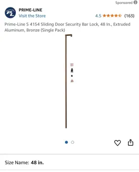 S4154 Prime Line Products Prime-line S 4154 Sliding Door Security Bar Lock 48 Inch Ext Aluminum Bronze