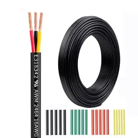 0010 Qintxgrtysen 16 Gauge 3 Conductors Premium Electrical Wire Awg 10ft Black