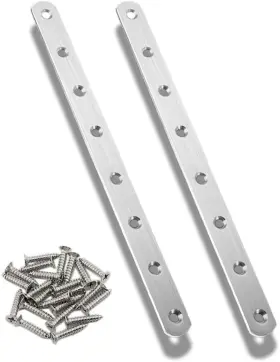 Q-p-2m Qpingh 2pcs Flat Mending Plate 12 Inch Straight Braces Stainless Steel Silver