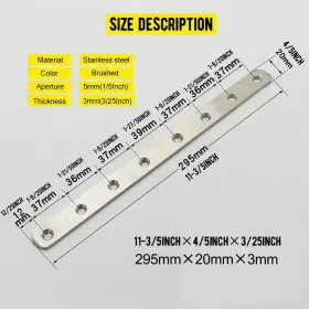 Q-p-4m Qpingh 4pcs Flat Mending Plate 12 Inch Straight Braces Stainless Steel Silver #2