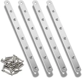 Q-p-4m Qpingh 4pcs Flat Mending Plate 12 Inch Straight Braces Stainless Steel Silver