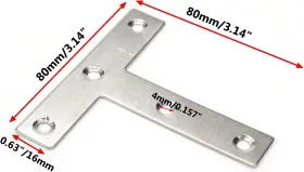 Rannb 754021100538 T Brackets Mending Plate 3.14 Inch X Stainless Shape 80mm 10pcs #2