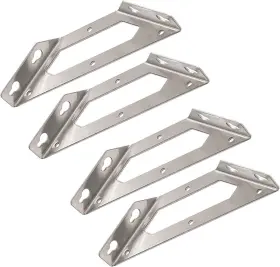 Rannb 754021100682 Trapeziform Angle Brackets Multi-purpose Stainless Steel Large 4pcs Silver