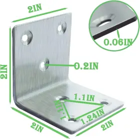 Redovant 747301842648 20pcs Stainless Steel Angle Bracket 2 Inch X2 Heavy Duty L 2inch Silver #2