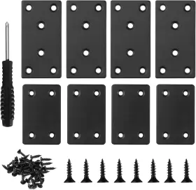 10d-062-mzx-us Ruglamzhip Flat Mending Plates 8 Pcs Black Metal Straight