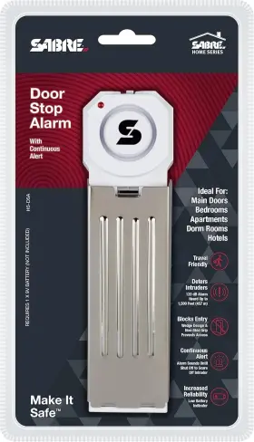 Sabre 023063809342 Wedge Door Stop Security Alarm With 120 Db Siren