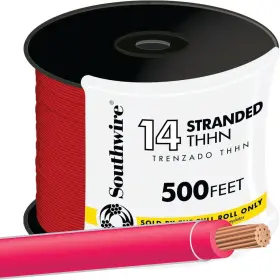 22957558 Southwire Building Wire Stranded Copper 14 Ga 1 Conductor 15 Pack Of Red