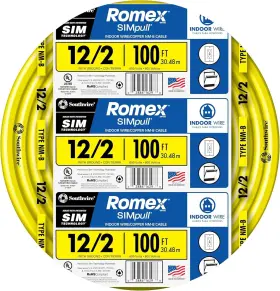 28828228 Southwire Romex Brand Simpull Solid Indoor 12/2 With G Nmb Cable Unit Yellow