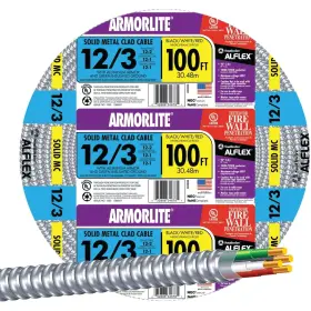68583423 Southwire Woods 100ft 12/3 Mc Alum Cable White Black Green