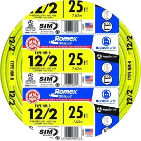 8970444 Southwire Building Wire 12 Ga 2 Conductor 20 Amp 600 V 90 Deg 25 Ft Yellow