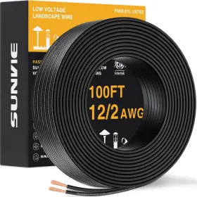 Lvw-rl12-2c100 Sunvie 100ft 12 Gauge Low Voltage Wire 12/2 12-gauge Black