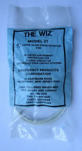 216n The Wiz Emergency Products Corporation Model 21 Glass Break Detector Corp New And Tested