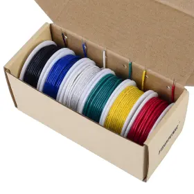 Tuofeng 707618670464 16 Awg Wire Solid Core 6 Colors Each 15ft Red Black Green Yellow Blue White #3