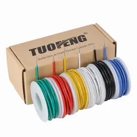 Tuofeng 707618670464 16 Awg Wire Solid Core 6 Colors Each 15ft Red Black Green Yellow Blue White