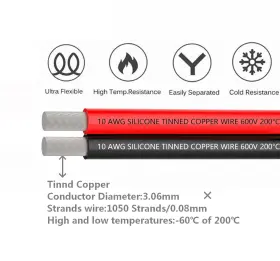 Tuofeng 707618670518 10 Awg Silicone Wire 2 Conductor Parallel Line 15 Ft #2