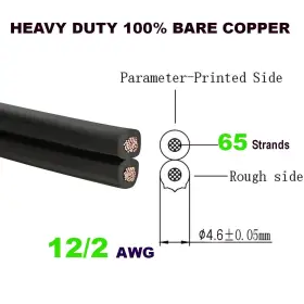 Tuofeng 707618670884 12/2 Low Voltage Landscape Wire 50 Feet Outdoor Lighting 12awg/2-50ft Black #3