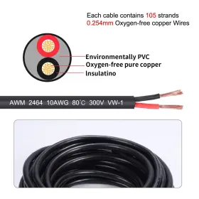 2464-10-32.8 Tzmoik 10 Gauge 2 Conductor Electrical Wire Awg Stranded 32.8ft 10awg-2c #3
