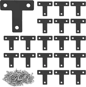 Uenhoy220628-017 Uenhoy 20 Pcs T Shape Flat Mending Plates 40mm X 40x40mm/1.57 Inch X1.57 Black #2