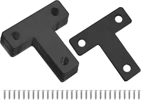 Uenhoy220628-017 Uenhoy 20 Pcs T Shape Flat Mending Plates 40mm X 40x40mm/1.57 Inch X1.57 Black