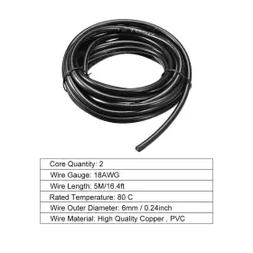 A19031600ux0222 Uxcell Rvv Wire Cable Extension Cord Stranded Pvc Copper 18awg #2
