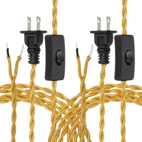 A24110600ux2653 Uxcell 12ft 18/2 Twisted Cloth Covered Lamp Cord 2 Pcs Vintage Golden