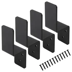Vanroug 742112110610 2x4 Door Barricade Brackets Z-shape Black Security Lock Heavy D