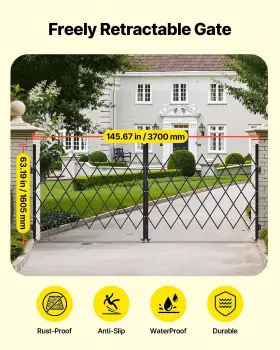 Vevor 197988537267 Double Folding Security Gate Lockable Scissor With 360 Swivel Caster