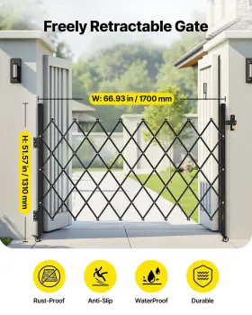 Vevor 197988696094 Single Folding Security Gate Lockable Scissor With 360 Swivel Caster