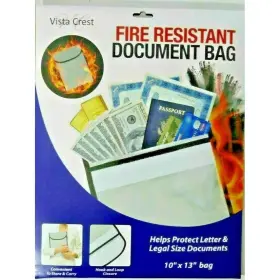 Vista Crest 841437120981 Fire Resistant Document Bag Protects Important Papers Letters New