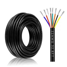 Wire22-8-10 Viyaqibei 22 Gauge Electrical Wire 8 Conductor 22awg 32.8ft Black Stra