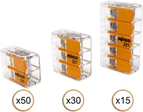 221-61x Wago 611359336490 Lever-nuts 10awg 95pc Compact Wire Connector Assortment #3