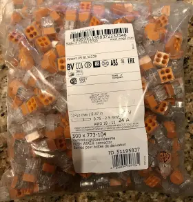 Ve00-0500 Wago 773-104/ve00-0500 773-104 4-pin Push Wire Connectors For Junction Boxes - 500 Pk Red