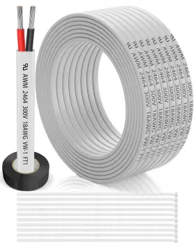 18-2c-50ft-us-pyl Wjrza 18 Gauge Wire 2 Conductor Electrical 50ft Awg Flat Cable Tinn